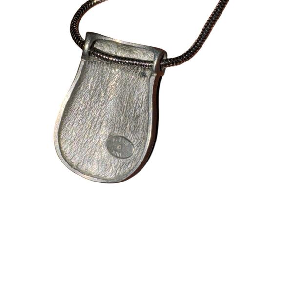 Vintage Alexis Kirk Modernist Pewter Pendant Necklace Sculptural Retro Statement - Picture 5 of 5